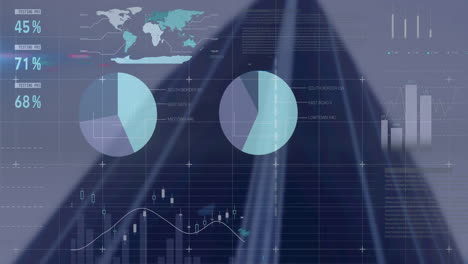 Animation of data processing over landscape