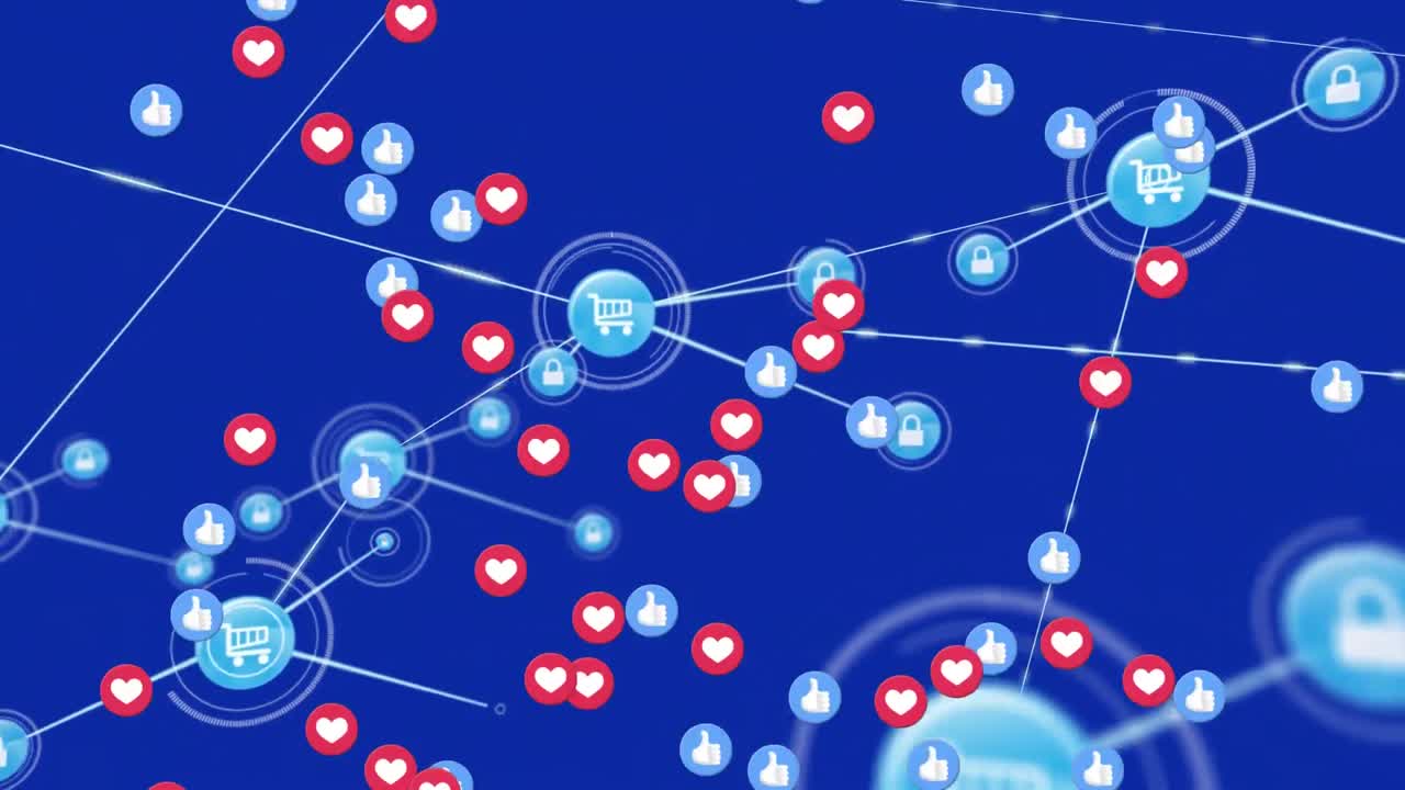 온라인 보안 및 쇼핑과 함께 네트워크 연결의 애니메이션