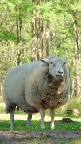 fluffy sheep in a forest