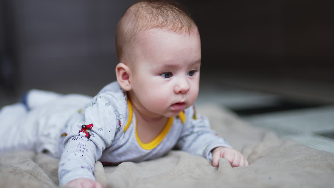 Baby Girl Lying on Stomach