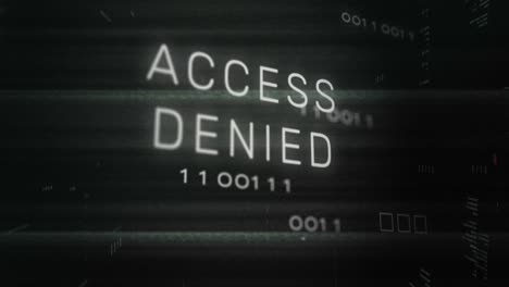 animación del procesamiento de texto y datos de acceso denegado.