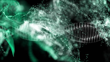 dna strand and particles, scientific data processing animation