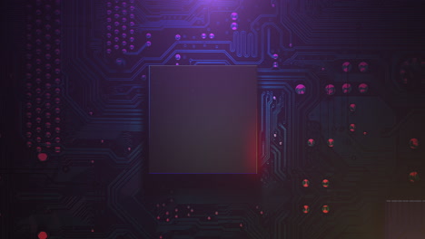 fondo de animación cyberpunk con chip de computadora y luces de neón