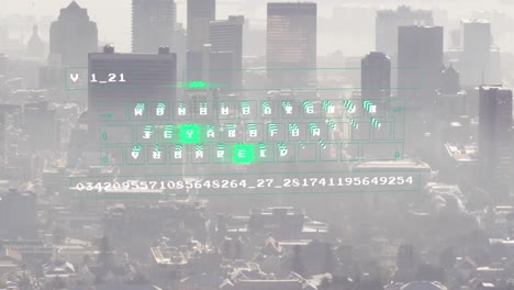 animación del procesamiento de datos digitales sobre el paisaje urbano