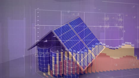 animación de la casa de paneles solares sobre el procesamiento de datos