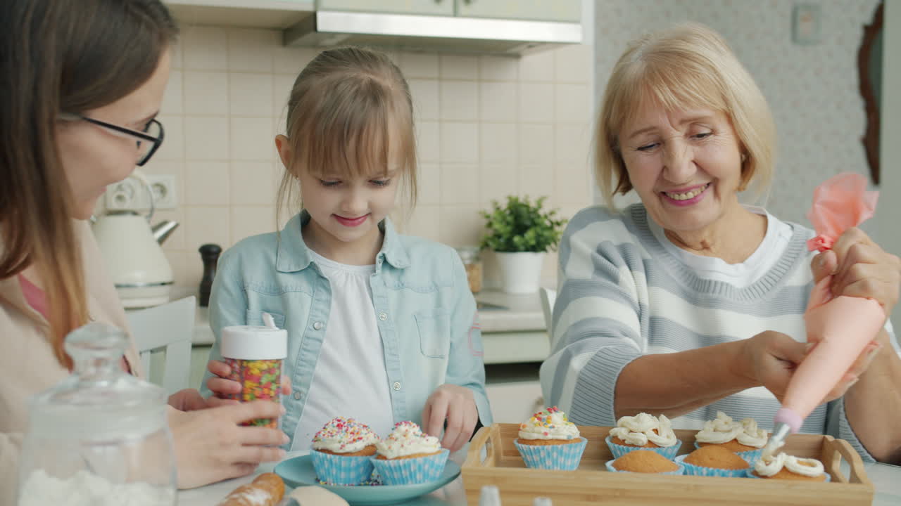Family Baking Cupcakes Together