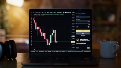 comercio de criptomonedas en el portátil