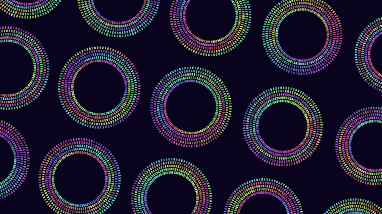 patrón de círculos coloridos dinámicos en fondo negro