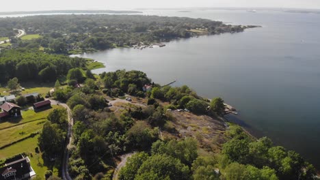 Aerial-beautiful-footage-over-the-picturesque-village-called-Sturko,-located-in-Karlskrona-Sweden-6