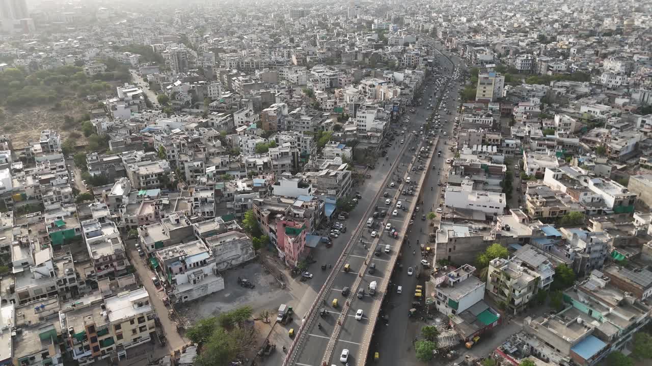 High-density housing in Jaipur city, India.