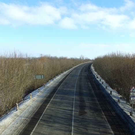 highway with cars in winter