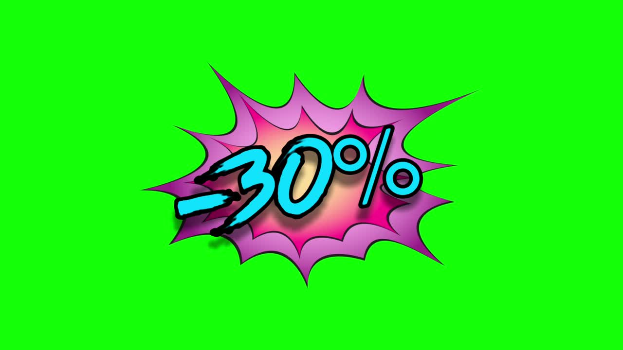 30% venta de arte pop animación de bucle de explosión