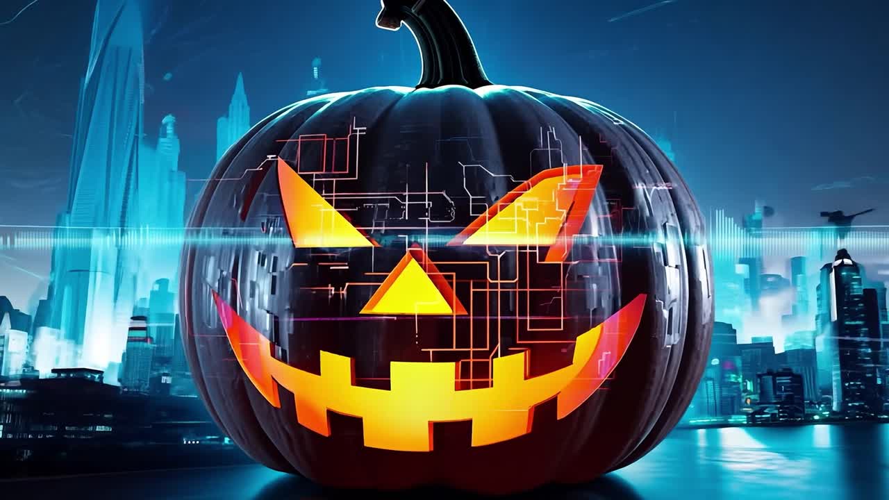 la calabaza de halloween del cyberpunk