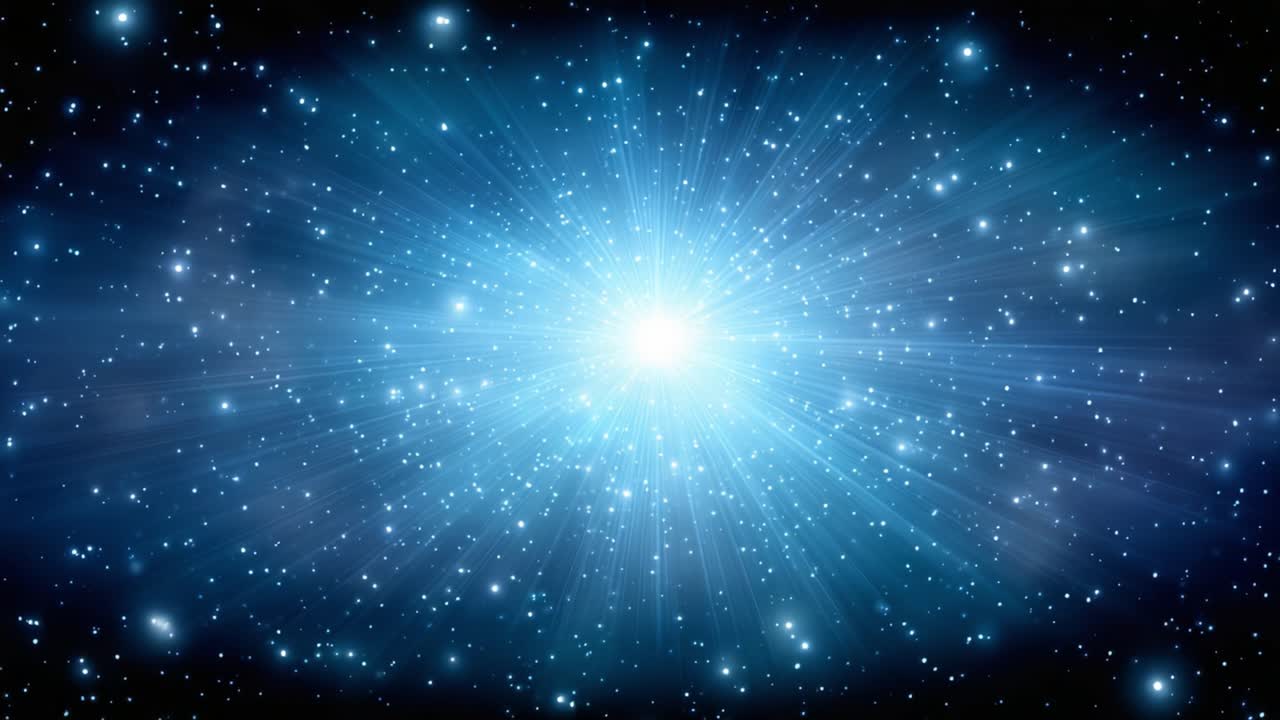 A Captivating Cosmic Display: Radiant Starburst Illuminating the Vastness of Space with Dazzling Stars and Mystical Light Waves Radiating in All Directions