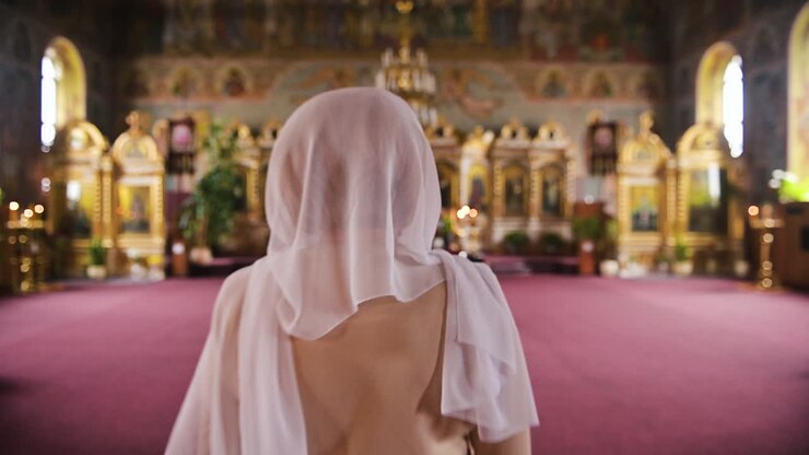 Old woman in church