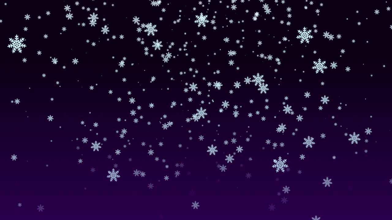 caída copo de nieve hielo brillo cristal helado invierno animación de fondo gradiente patrón visual brillo delicado magia navidad vacaciones púrpura oscuro