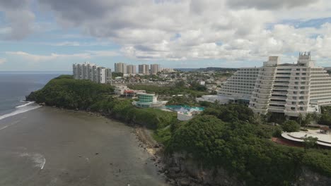 drone moving along oka point on the tropical island of guam