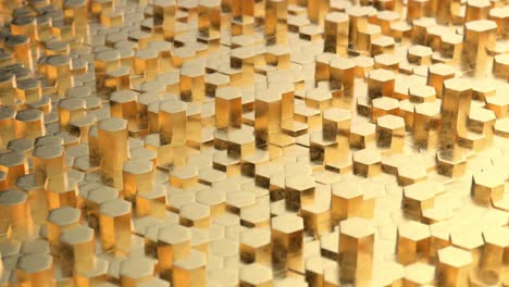 tecnología de oro hexágonos 3d bucle de fondo abstracto capaz, patrón de malla