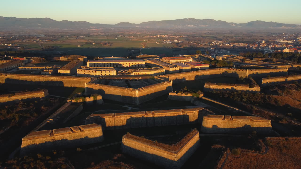 Aerial View of a Star-Shaped Fortress at Sunset