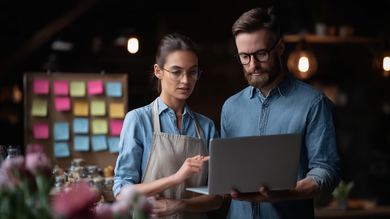 Collaborative Discussion Between a Professional and a Barista in a Cozy Cafe Setting, Focusing on Business Strategies and Creative Ideas for Growth