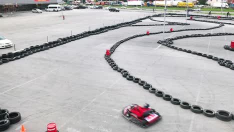 go-karting in a parking lot