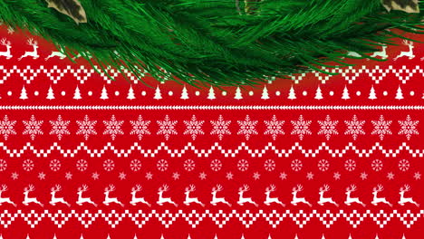 animación del árbol de navidad sobre el patrón y las decoraciones de navidad