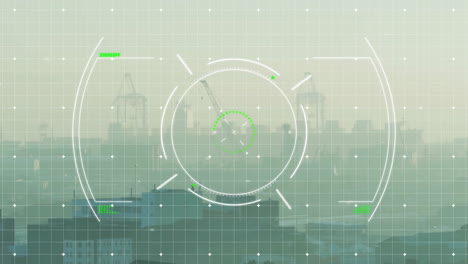 animation of scope scanning and data processing over cityscape