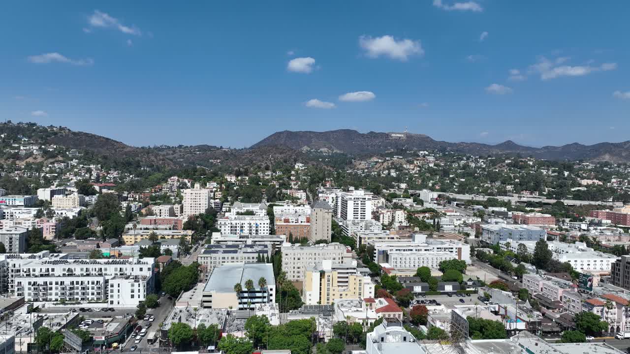 Hollywood California Aerial Drone View of City Streets