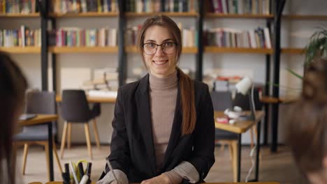 businesswoman in meeting at a co-working space