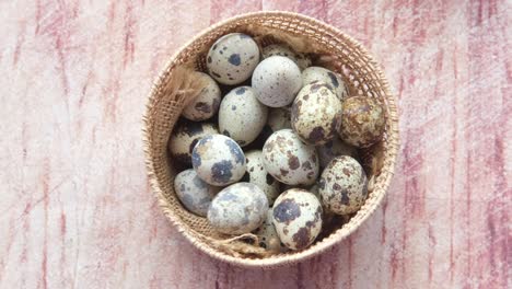 quail eggs in a basket