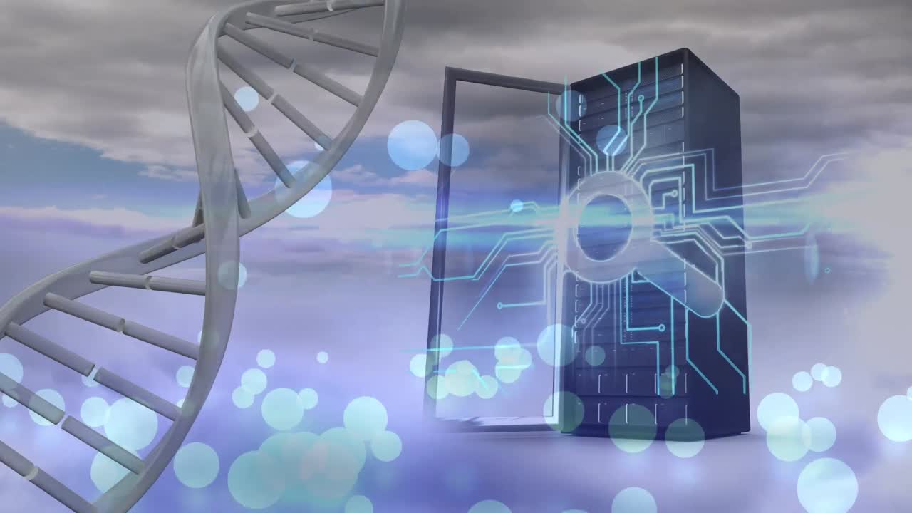 animación de puntos y cadenas de adn sobre el servidor
