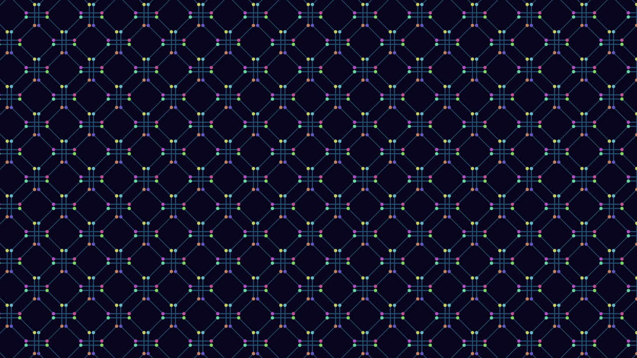 우아한 대칭 기하학적 패턴 어두운 파란색 원들이 선으로 연결되어 있습니다.