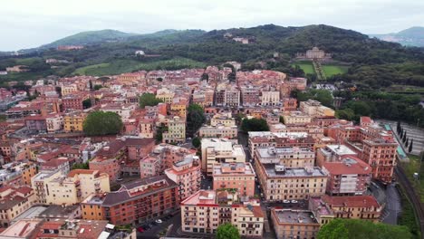 panoramic trucking aerial frascati town centre, italy