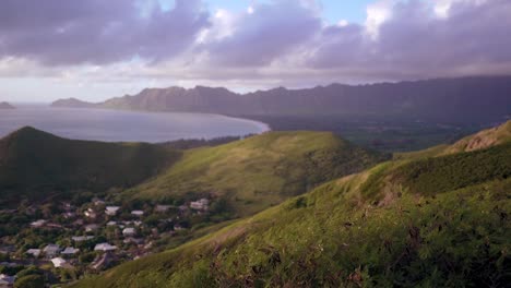 beautiful hawaii beach overlook hike with a couple of pillboxes at the very top