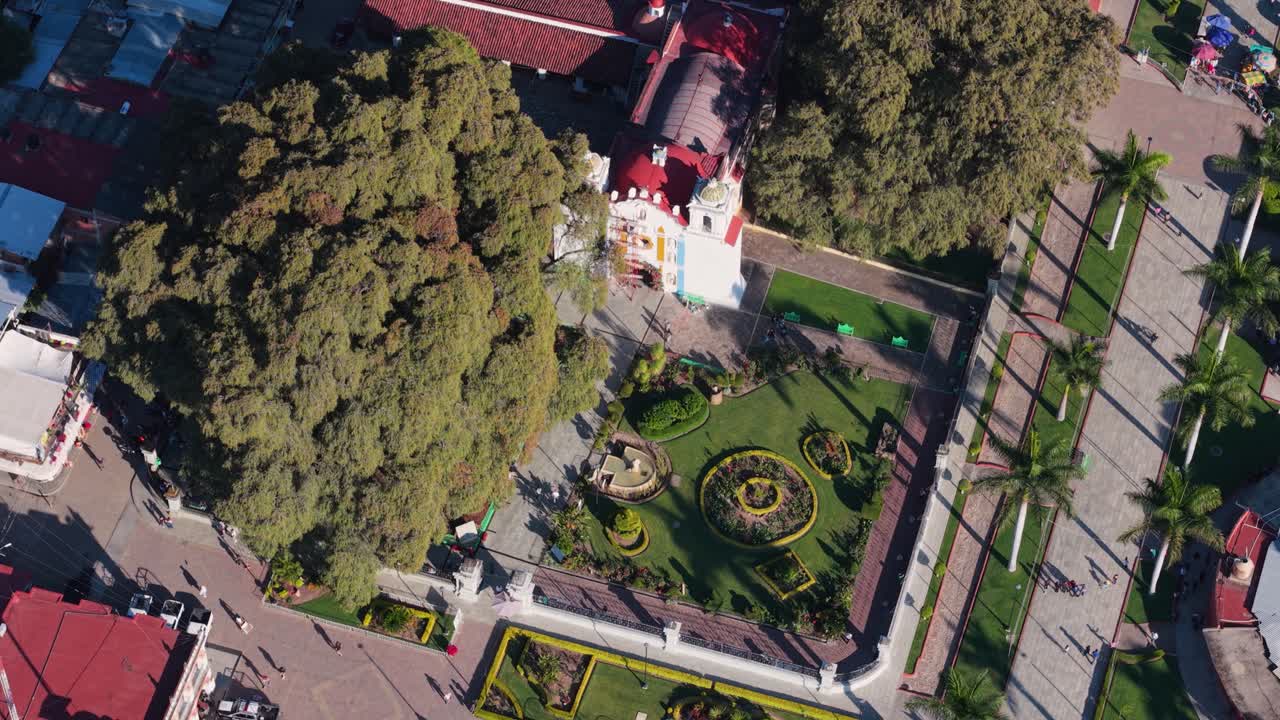 Panorama aereo di Santa María del Tule, Oaxaca, e del famoso Albero del Tule, Oaxaca