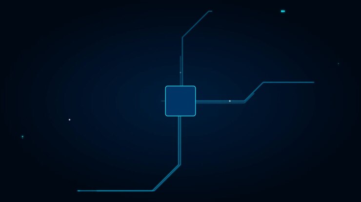 Digital Circuit Board Animation with Glowing Data Lines