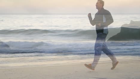 jogging on the beach 4k