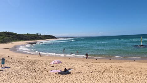 people enjoying a sunny day at the beach