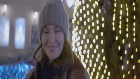 woman enjoying a winter night in the city