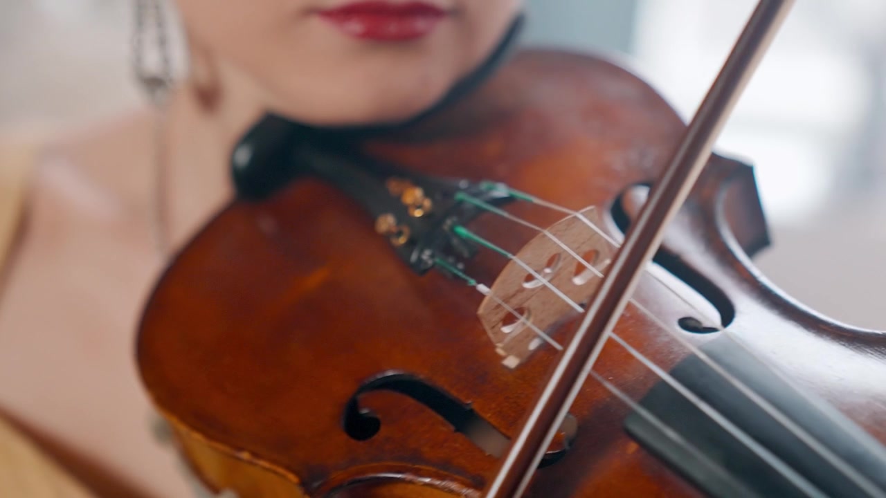 Close-up of a Musician Playing a Classical Violin