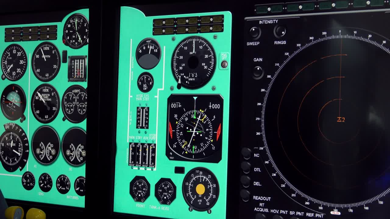 Monitor display in modern combat aircraft cockpit