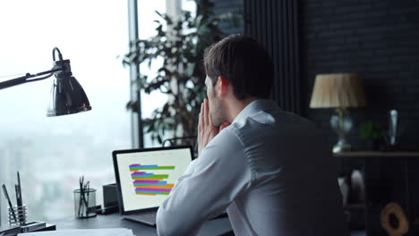 Businessman-looking-at-business-reports-on-documents-at-home-workplace