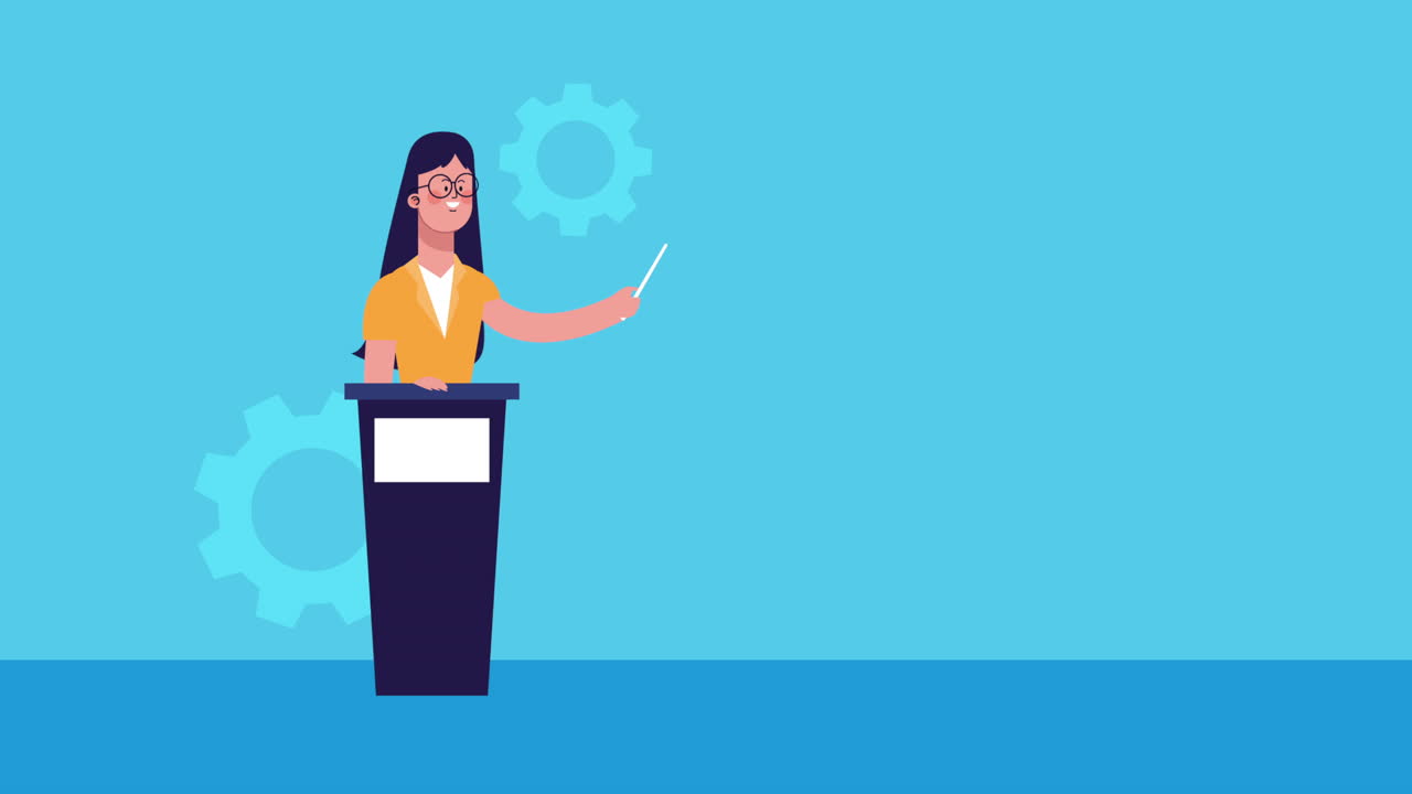 businesswoman giving a speech character animated