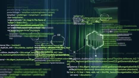 Animation-of-data-processing-and-chemical-structures-against-computer-server-room