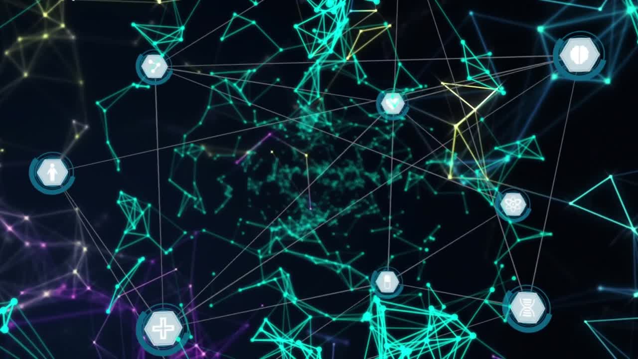 animación de la red de conexiones en el fondo digital