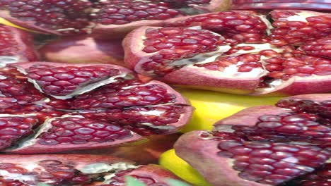 close-up of fresh pomegranates