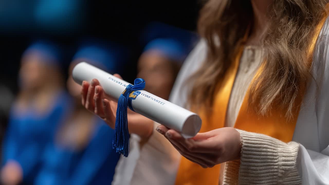 Celebrating Achievement: A Graduate Holds Their Diploma Proudly, Marking the End of Their Educational Journey with Joy and Anticipation for Future Endeavors