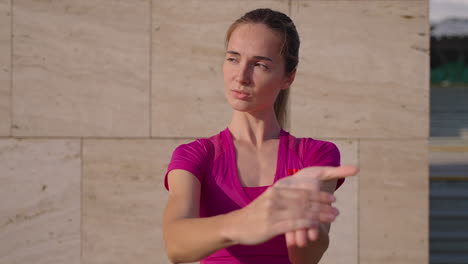 woman stretching outdoors