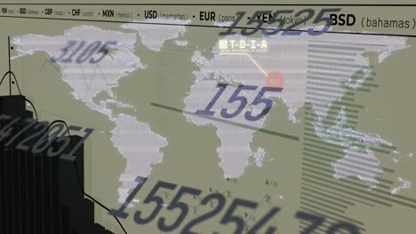 animación del mapa del mundo sobre el procesamiento de datos