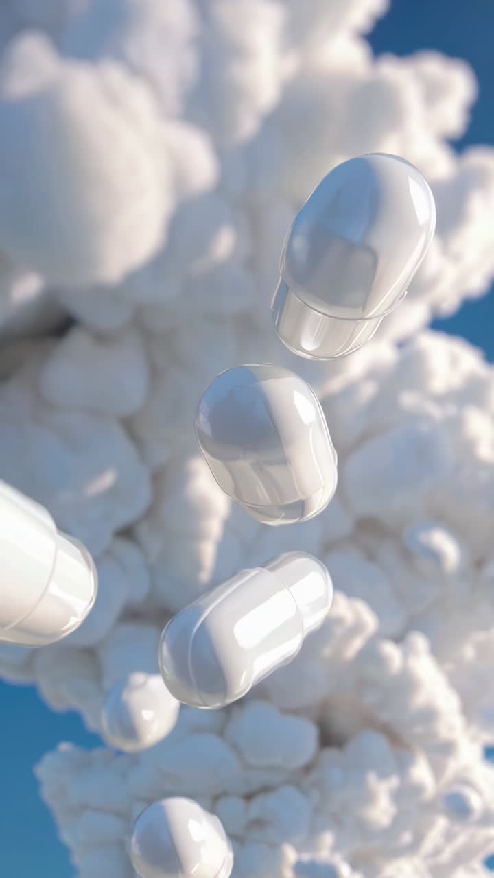 White Pills Floating in Smoke